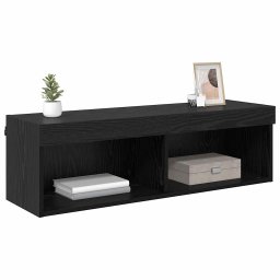 vidaXL TV-wandkast 100 x 30 x 30 cm Zwart Eiken Bewerkt hout