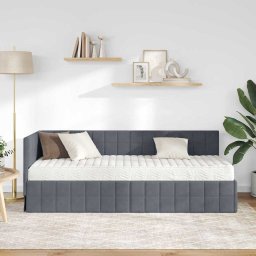vidaXL Hoekbedframe met Matras 2 st Donkergrijs 80 x 200 cm Fluweel