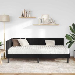 vidaXL Hoekbedframe met Matras 2 st Zwart 90 x 200 cm Fluweel