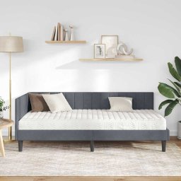 vidaXL Hoekbedframe met Matras 2 st Donkergrijs 100 x 200 cm Fluweel