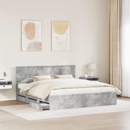 vidaXL Bedframe met lade Beton Grijs 200 x 200 cm Ingenieurshout