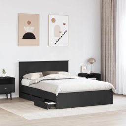 vidaXL Bedframe met lade met opslag Zwart 140 x 190 cm Ingenieurshout