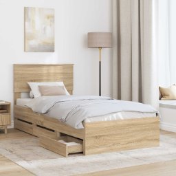 vidaXL Bedframe met lade Sonoma Eiken 100 x 200 cm Ingenieurshout