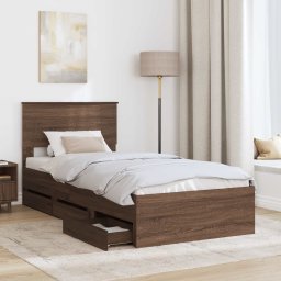 vidaXL Bedframe met lade Bruin Eiken 75 x 190 cm Ingenieurshout