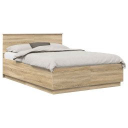 vidaXL Bedframe met hoofdeinde Sonoma Eiken 160 x 200 cm Bewerkt hout