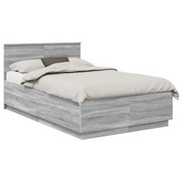 vidaXL Bedframe met hoofdeinde Grijs Sonoma 135 x 190 cm Bewerkt hout