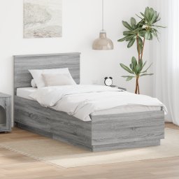 vidaXL Bedframe met hoofdeinde Grijs sonoma 70 x 190 cm Bewerkt hout