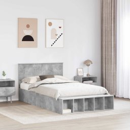 vidaXL Bedframe met plank Beton Grijs 120 x 190 cm Bewerkt hout