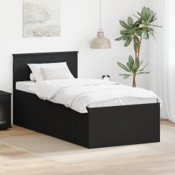 vidaXL Slaapbank met lade met opslag Zwart 75 x 190 cm Bewerkt hout
