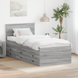 vidaXL Slaapbank Grijs Sonoma en Zwart 75 x 190 cm Bewerkt hout