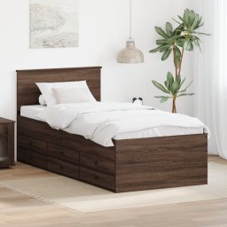 vidaXL Slaapbank Bruin Eiken en Zwart 75 x 190 cm Bewerkt hout