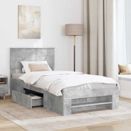 vidaXL Bedframe met hoofdeinde Beton Grijs 100 x 200 m Bewerkt hout