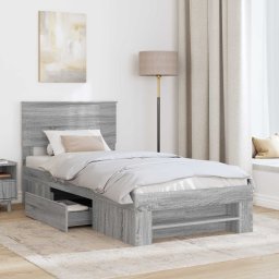 vidaXL Bedframe met hoofdeinde Grijs Sonoma 100 x 200 m Bewerkt hout