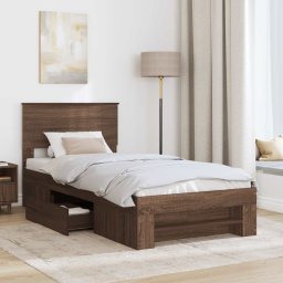 vidaXL Bedframe met hoofdeinde Bruin Eiken 100 x 200 m Bewerkt hout