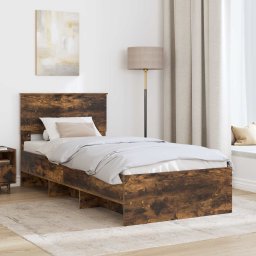 vidaXL Bedframe Gerookt eiken 100 x 200 cm Bewerkt hout