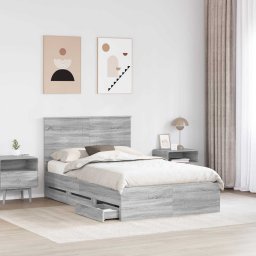 vidaXL Bedframe met lade Grijs Sonoma 120 x 190 cm Ingenieurshout