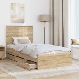 vidaXL Bedframe met lade Sonoma Eiken 100 x 200 cm Ingenieurshout