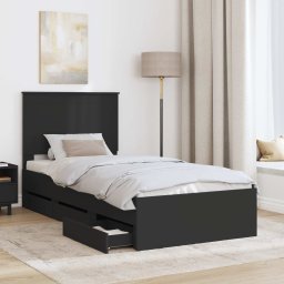 vidaXL Bedframe met lade met opslag Zwart 90 x 200 cm Ingenieurshout