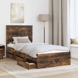 vidaXL Bedframe met lade Gerookt eiken 90 x 200 cm Ingenieurshout