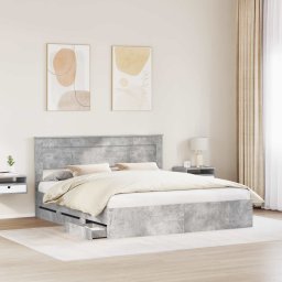 vidaXL Bedframe met lade Beton Grijs 200 x 200 cm Ingenieurshout