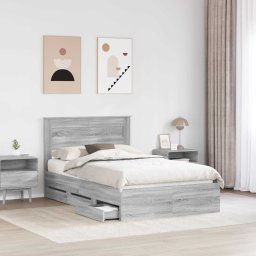 vidaXL Bedframe met lade Grijs Sonoma 120 x 190 cm Ingenieurshout