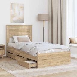 vidaXL Bedframe met lade Sonoma Eiken 100 x 200 cm Ingenieurshout