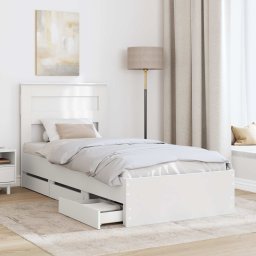 vidaXL Bedframe met lade met hoofdeinde Wit 75 x 190 cm Ingenieurshout