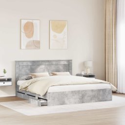 vidaXL Bedframe met lade Beton Grijs 200 x 200 cm Ingenieurshout