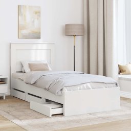 vidaXL Bedframe met lade met hoofdeinde Wit 75 x 190 cm Ingenieurshout