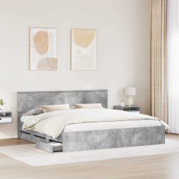 vidaXL Bedframe met lade Beton Grijs 200 x 200 cm Ingenieurshout