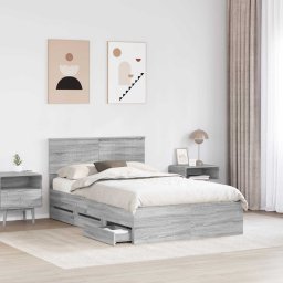 vidaXL Bedframe met lade Grijs Sonoma 120 x 190 cm Ingenieurshout