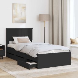 vidaXL Bedframe met lade met opslag Zwart 90 x 200 cm Ingenieurshout