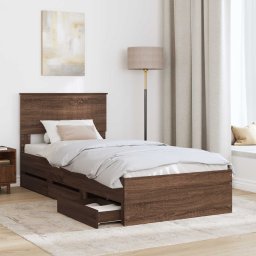 vidaXL Bedframe met lade Bruin Eiken 90 x 200 cm Ingenieurshout