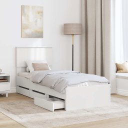 vidaXL Bedframe met lade met hoofdeinde Wit 75 x 190 cm Ingenieurshout