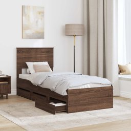 vidaXL Bedframe met lade Bruin Eiken 75 x 190 cm Ingenieurshout