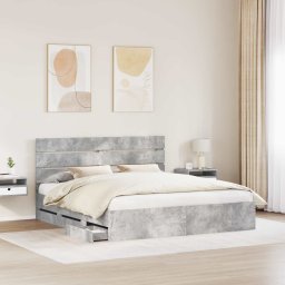 vidaXL Bedframe met lade Beton Grijs 200 x 200 cm Ingenieurshout
