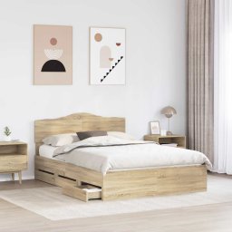 vidaXL Bedframe met lade Sonoma Eiken 150 x 200 cm Ingenieurshout