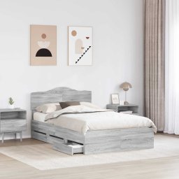 vidaXL Bedframe met lade Grijs Sonoma 120 x 190 cm Ingenieurshout