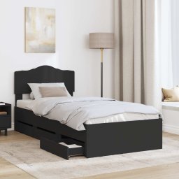 vidaXL Bedframe met lade met opslag Zwart 90 x 200 cm Ingenieurshout
