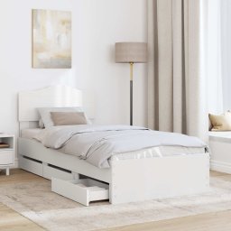 vidaXL Bedframe met lade met hoofdeinde Wit 75 x 190 cm Ingenieurshout
