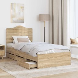 vidaXL Bedframe met lade Sonoma Eiken 100 x 200 cm Ingenieurshout