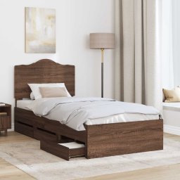 vidaXL Bedframe met lade Bruine eik 100 x 200 cm Ingenieurshout