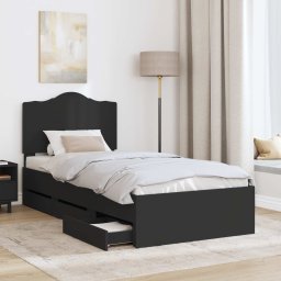 vidaXL Bedframe met lade met opslag Zwart 90 x 200 cm Ingenieurshout