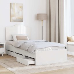 vidaXL Bedframe met lade met hoofdeinde Wit 75 x 190 cm Ingenieurshout