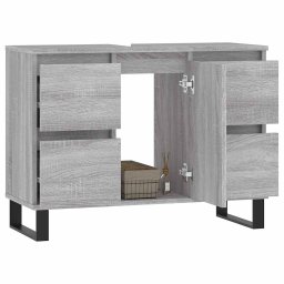 vidaXL Badkamerkast 80x33x60 cm bewerkt hout grijs sonoma eikenkleurig