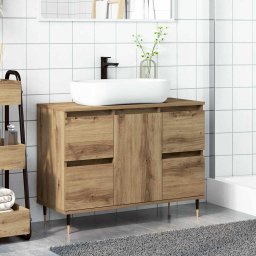 vidaXL Badkamerkast 80x33x60 cm bewerkt hout artisanaal eikenkleurig