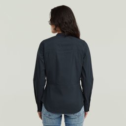 Slim Poplin Longsleeve Overhemd - Donkerblauw - Dames