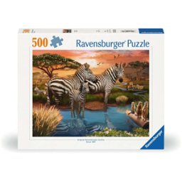 Zebra´s bij de drinkplaats Puzzel (500 stukjes)