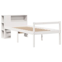 vidaXL Bed met boekenkast zonder matras grenenhout wit 75x190 cm