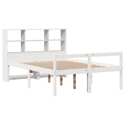 vidaXL Bed met boekenkast zonder matras grenenhout wit 160x200 cm